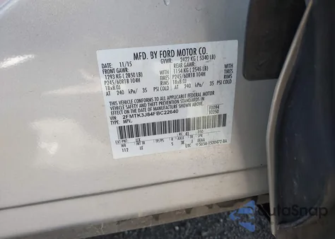 2015 Ford Edge Sel z USA, uszkodzony, nr VIN 2FMTK3J84FBC22640